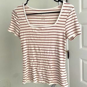 Striped ribbed tee.